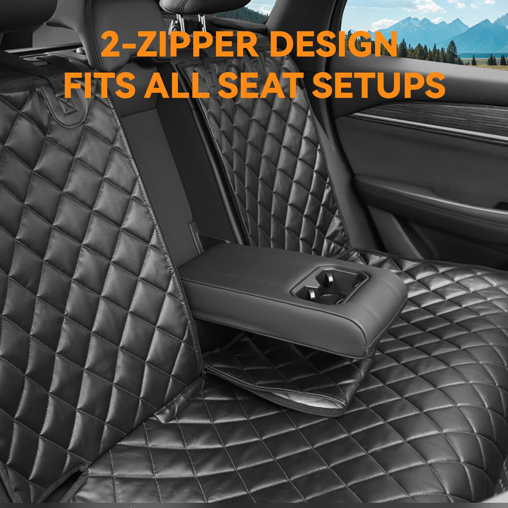 KritterKorner dog car seat cover protects upholstery from claws and spills during rides