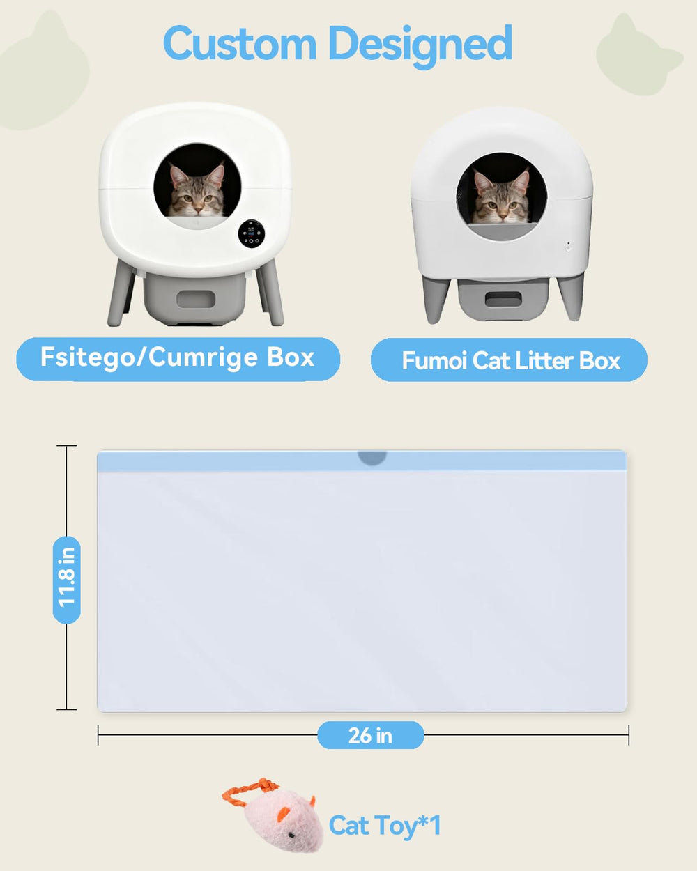 KropBom extralarge 26x11-8 liner fits most robot litter boxes.