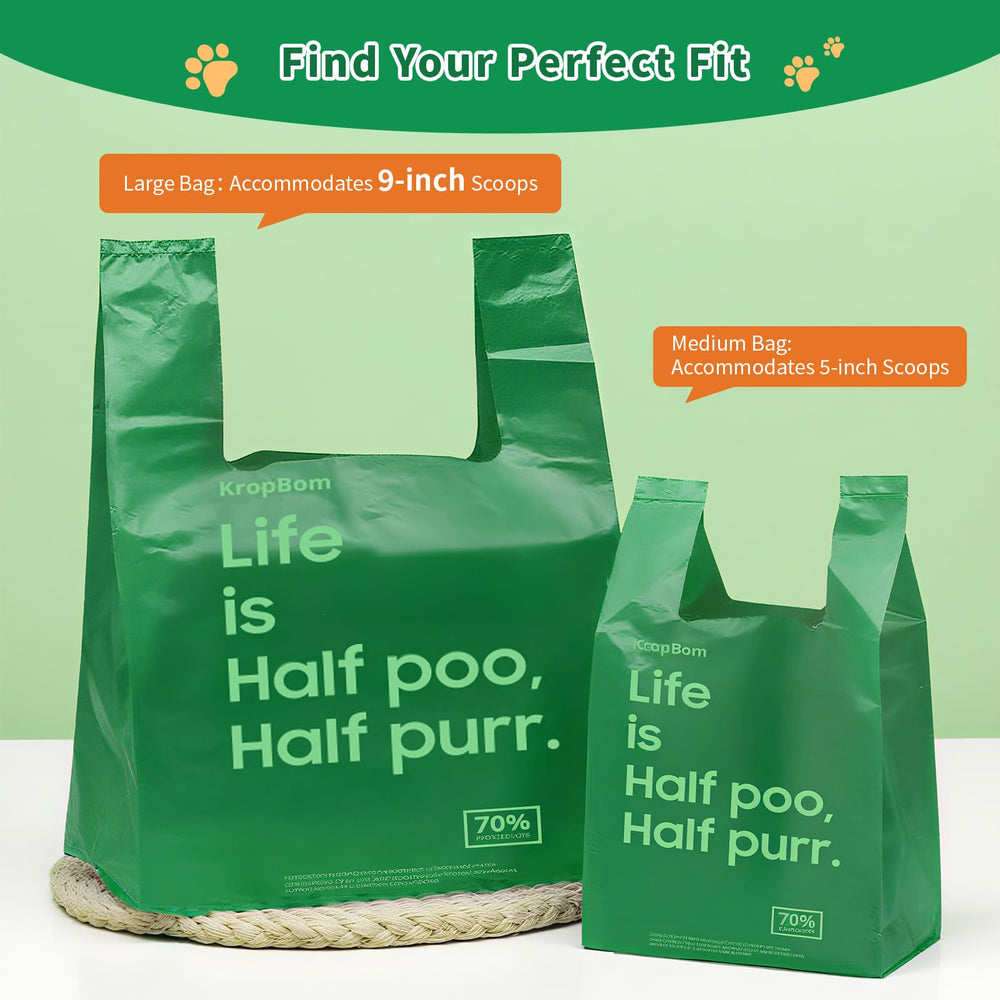 KropBom bags fit large litter scoops for easy multi-cat cleanup