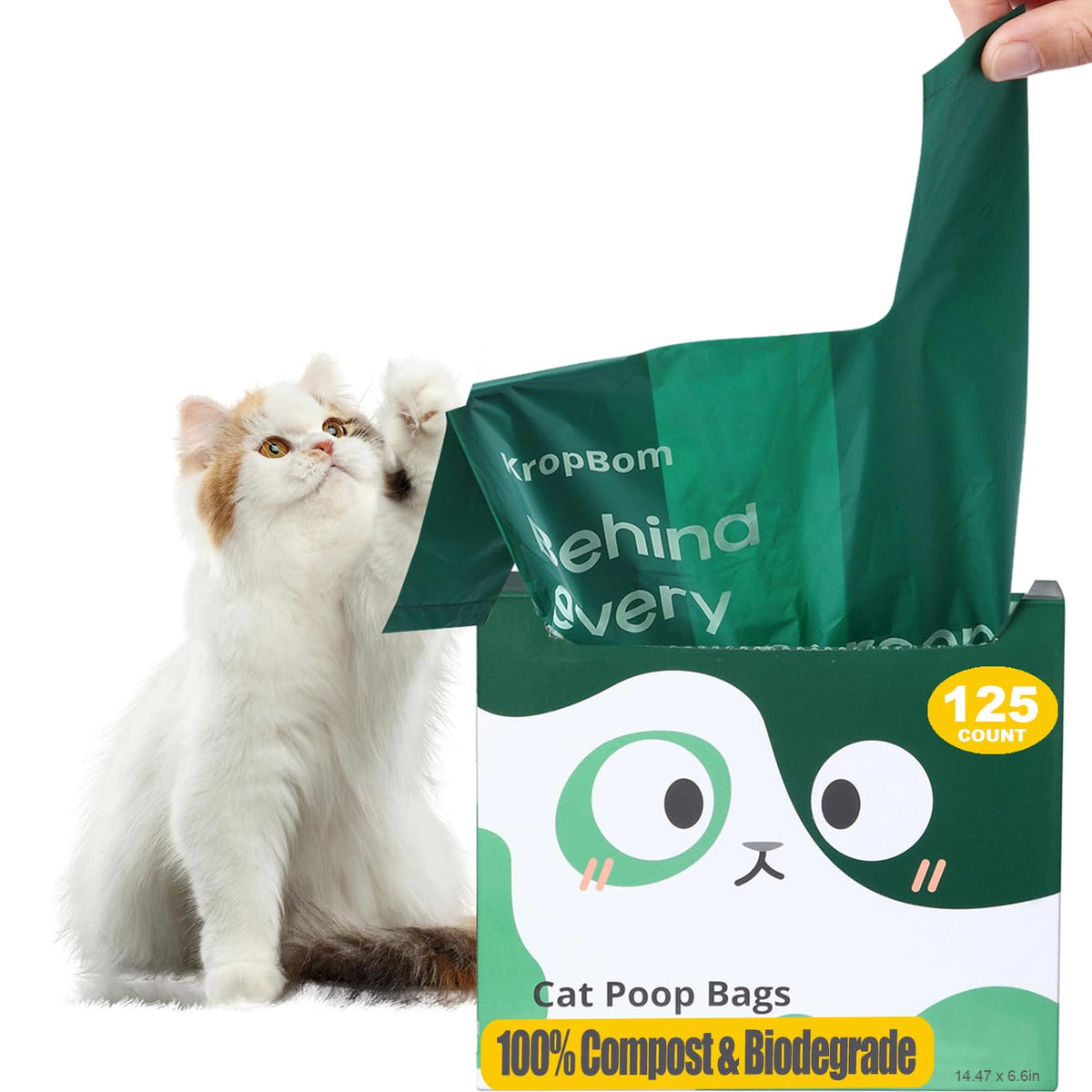 KropBom cat poop bags with handles for easy disposal and tying