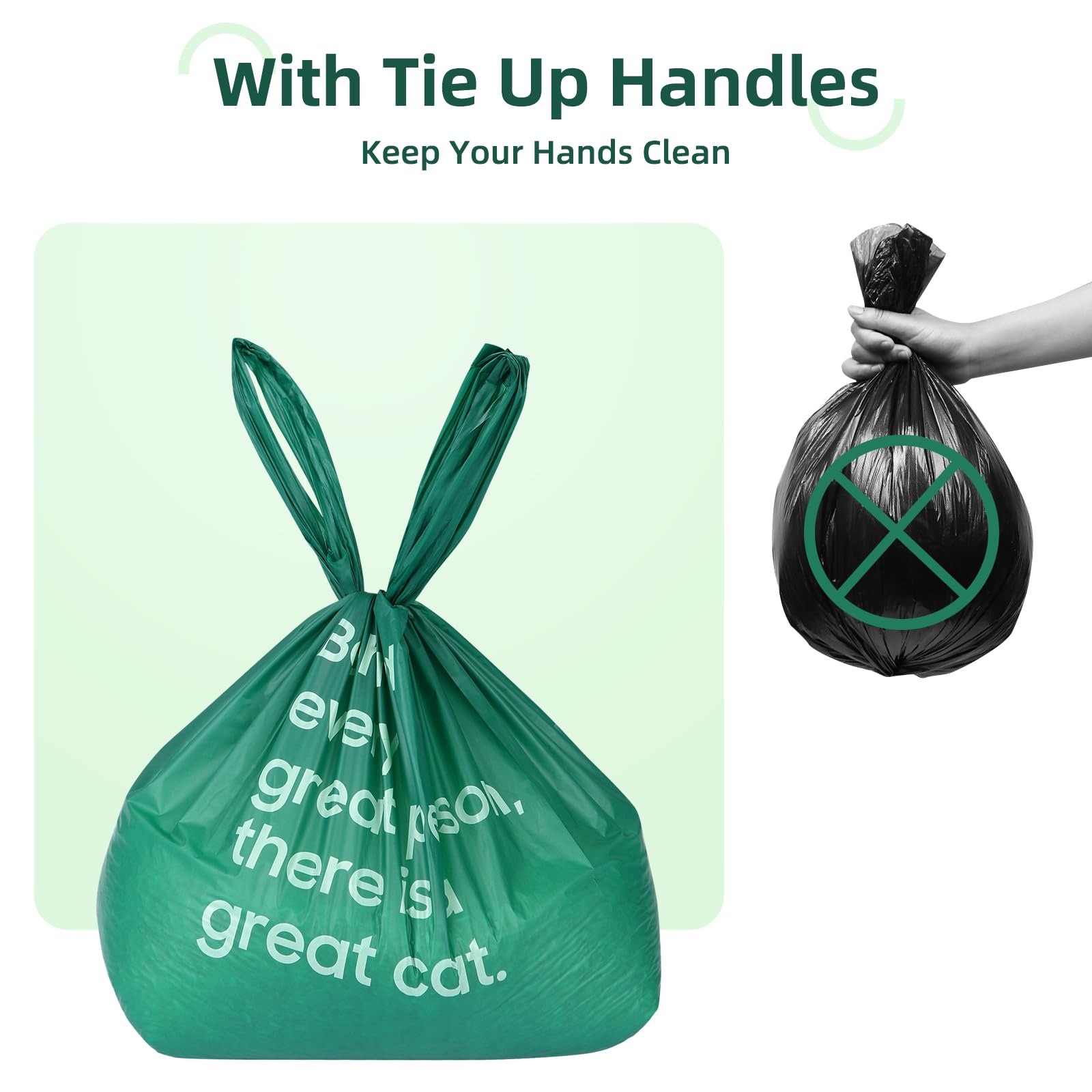 KropBom cat poop bags with handles enable easy tying and odor control