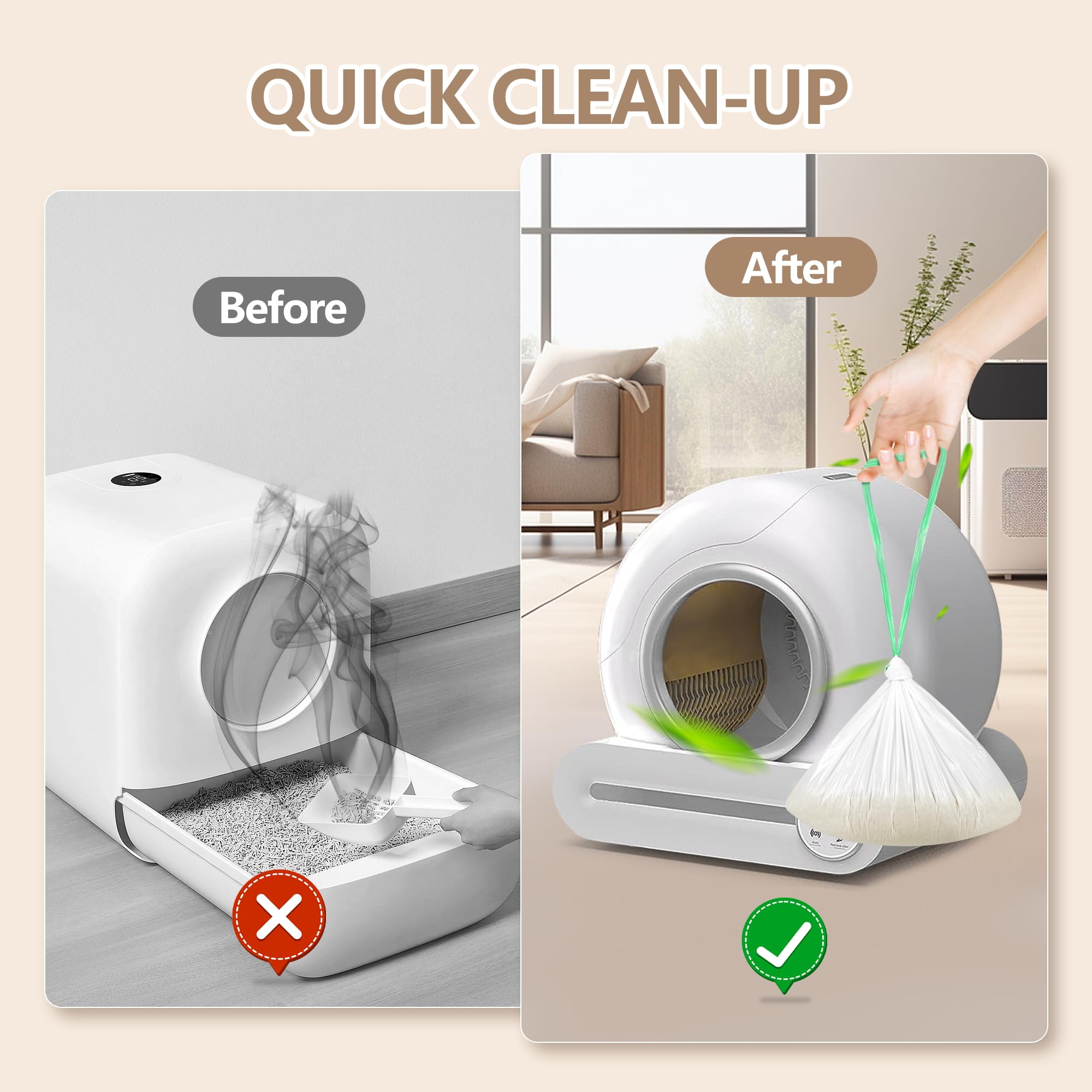 KropBom drawstring easy-use liner demonstrating quick disposal