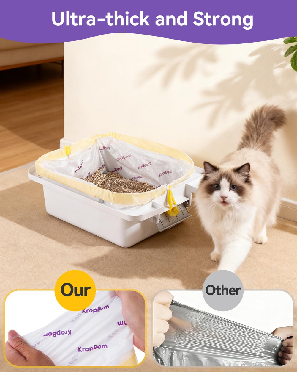 KropBom drawstring litter bags for easy sealing after use