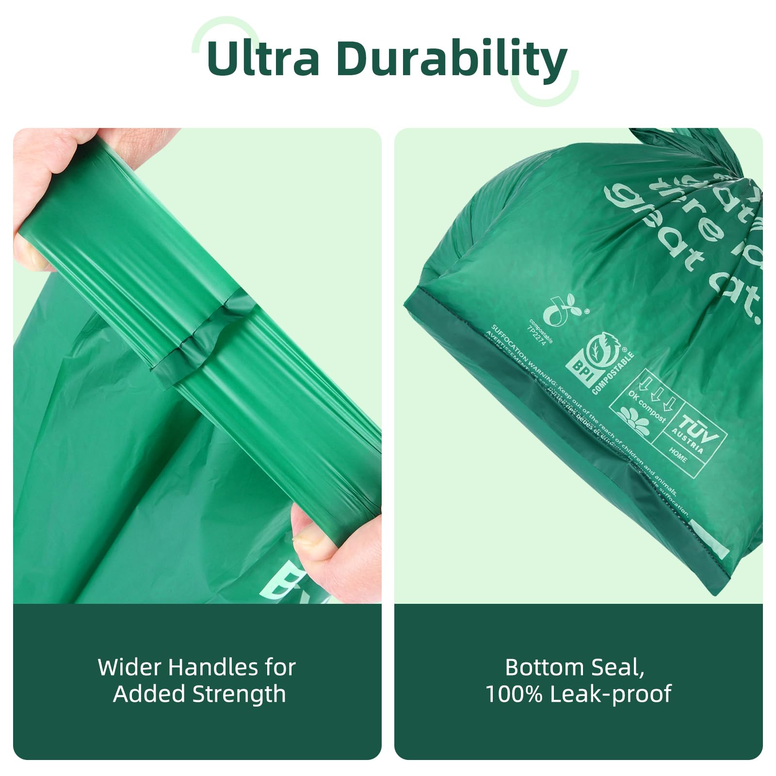 KropBom extra-thick waterproof bags with leakproof bottoms protect hands during disposal