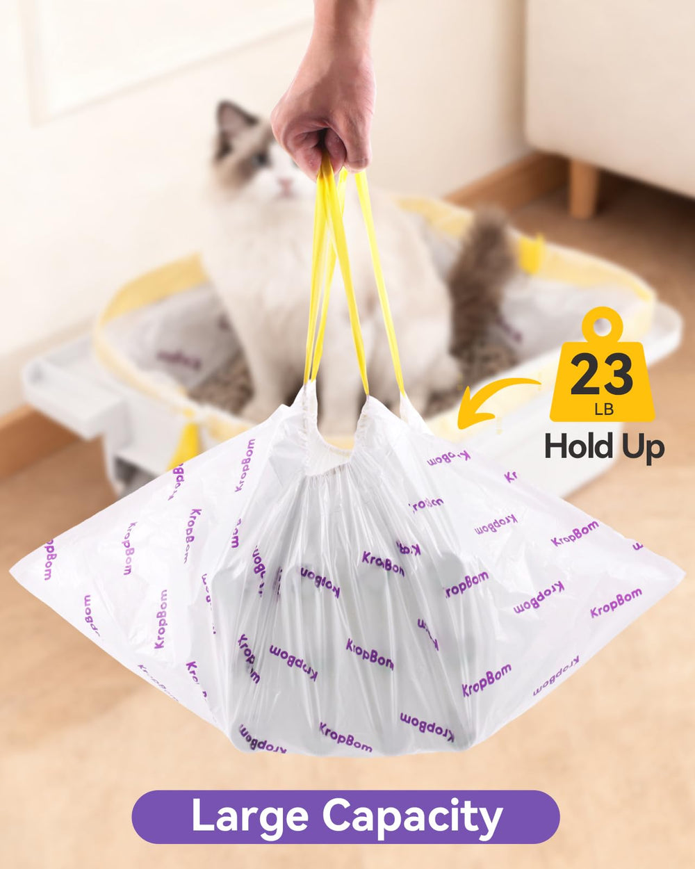 KropBom heavy-duty leak-proof litter liners for mess-free waste disposal