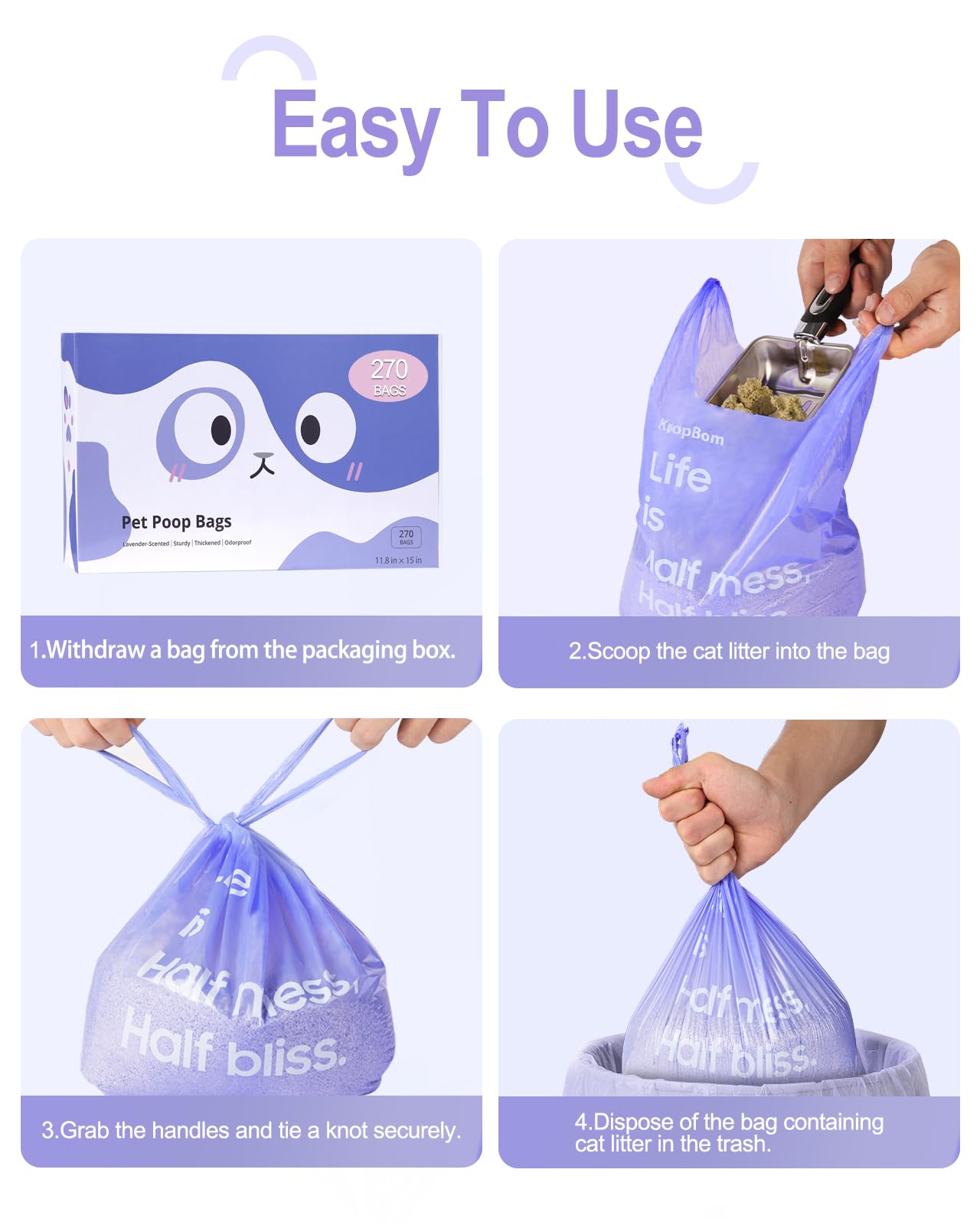 KropBom lavender bags sized for medium scoops for convenient cleanup