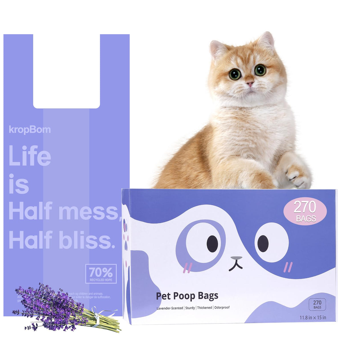 KropBom lavender scented litter bag pack for odor control and bulk value