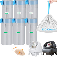 KropBom litter bags packaging shown for quick waste containment in open-top boxes.