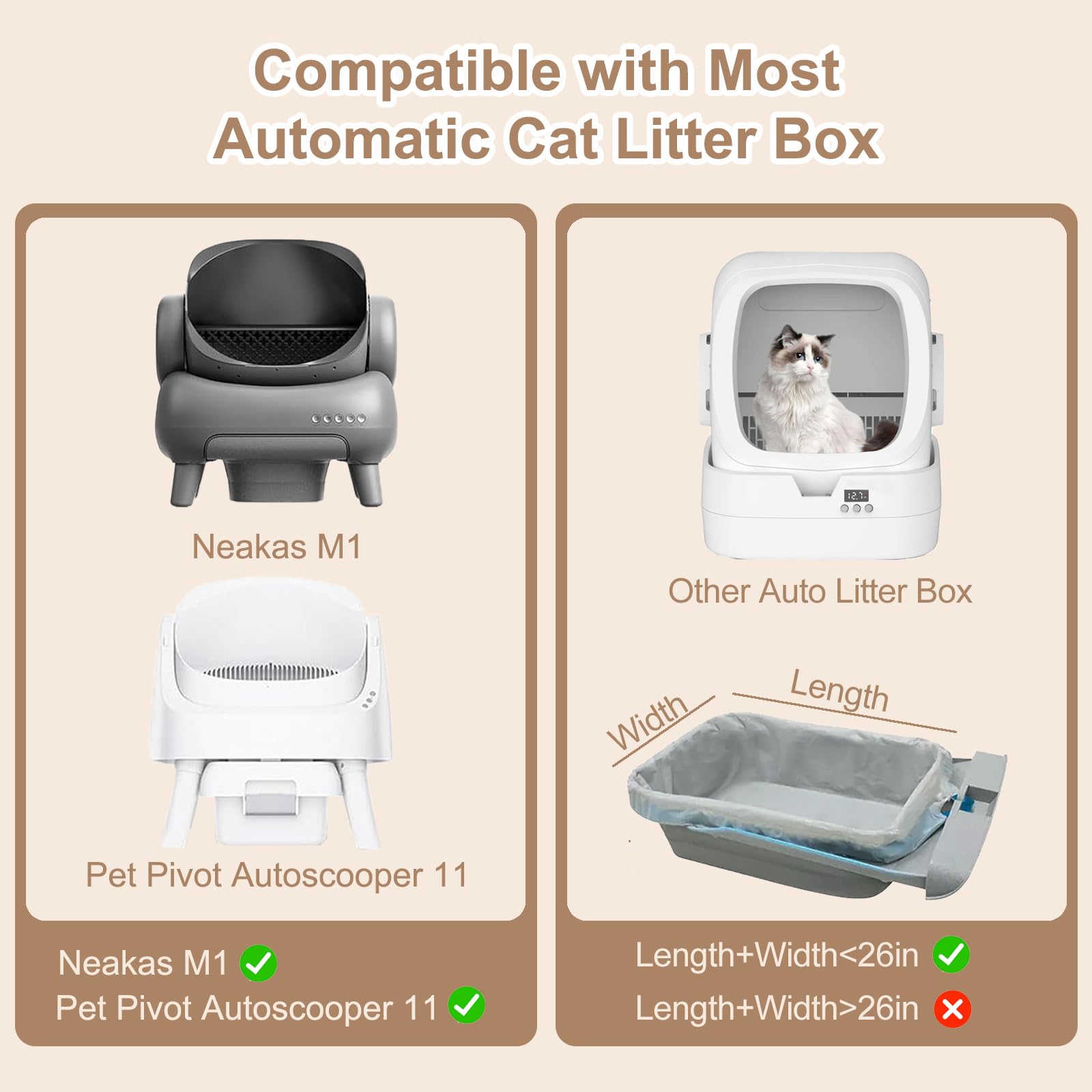 KropBom NeakasaM1-compatible drawer liner fit demonstrates seamless compatibility with open-top self-cleaning boxes.