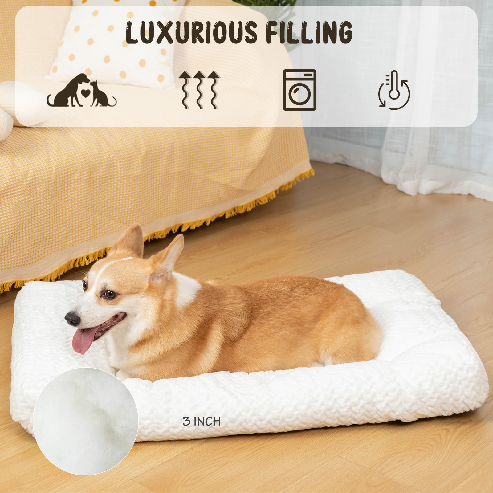 KROSER deluxe crate pad reversible cool/warm side for year-round comfort.