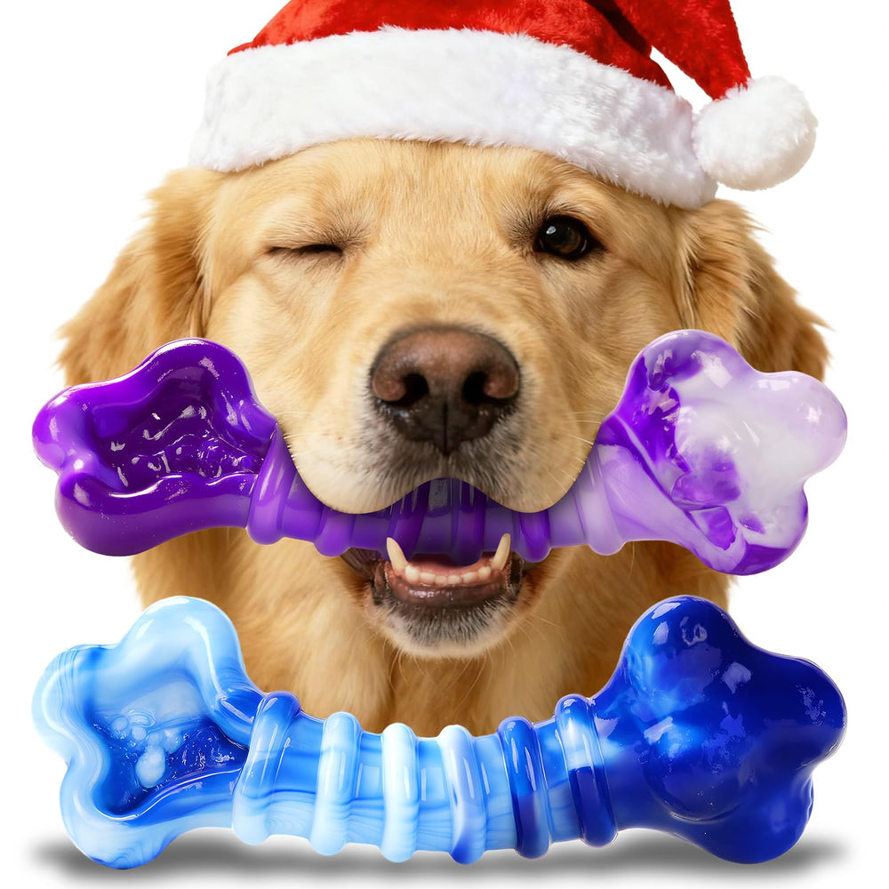 Kseroo indestructible dog toy bone angle demonstrates durability for powerful chewers