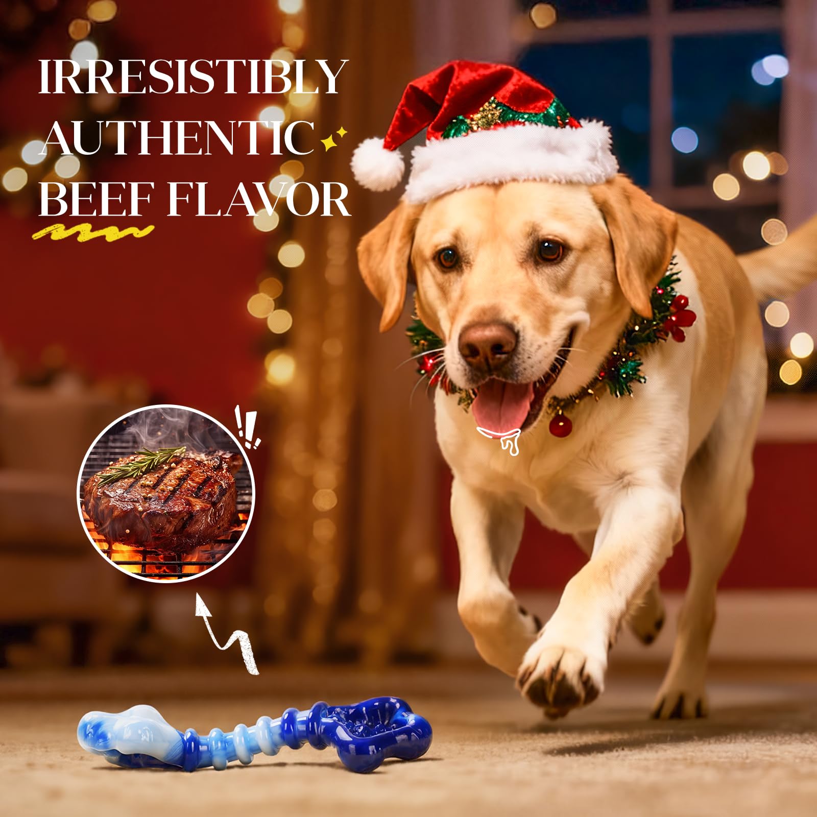 Kseroo indestructible dog toy bone-texture close-up supports chewing endurance