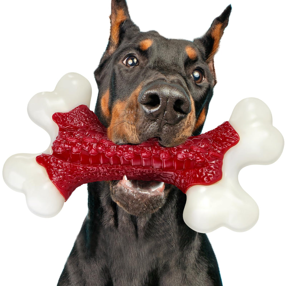 Kseroo tough dog toy nylon bone demonstrates rugged durability for aggressive chewers.