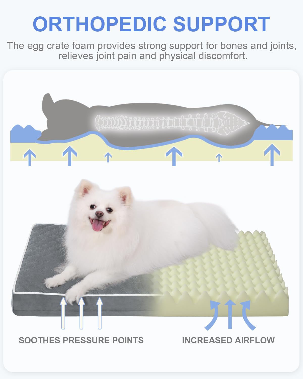 KSIIA dog bed with non-slip bottom stays in place on crate floors