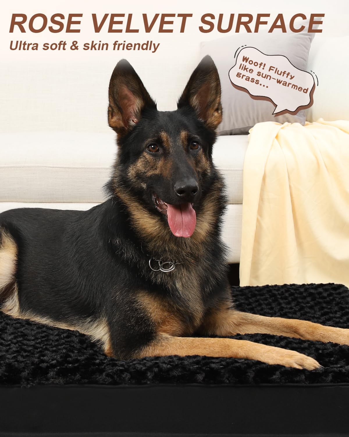 KSIIA soft rose velvet dog bed creates cloud-like comfort for cozy naps.