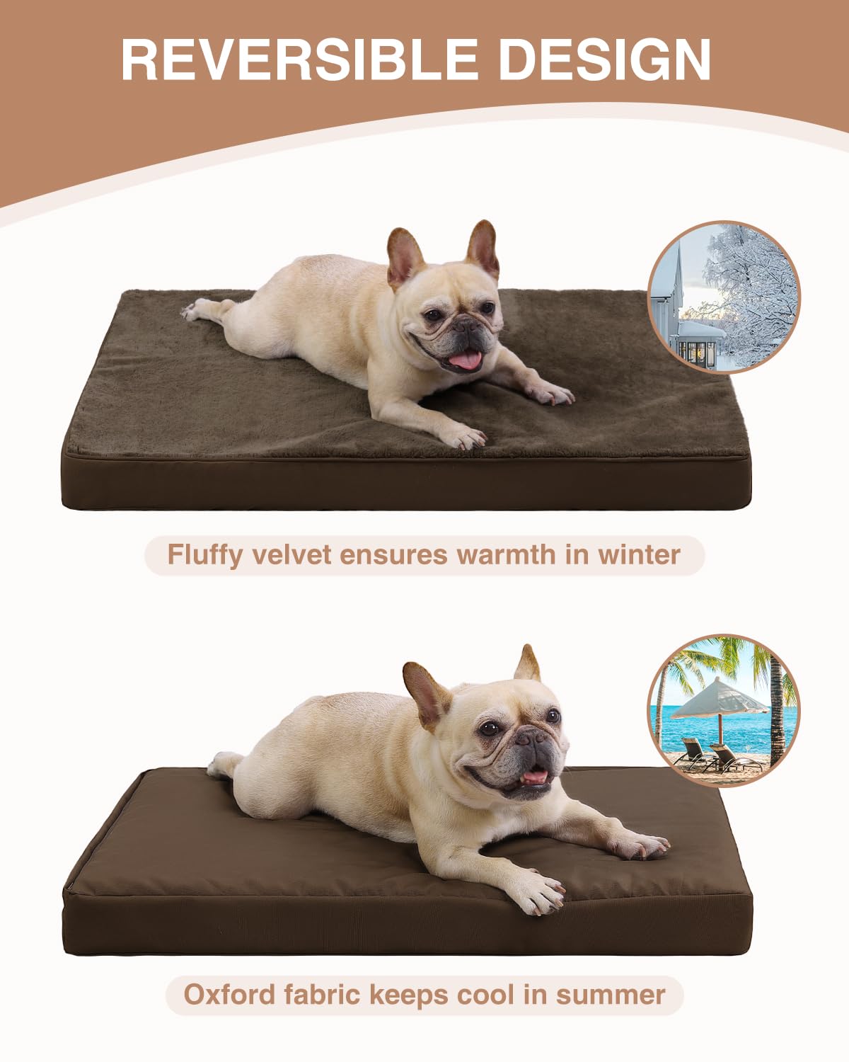 KSIIA two-sided bed with plush velvet and Oxford fabric for seasonal comfort.