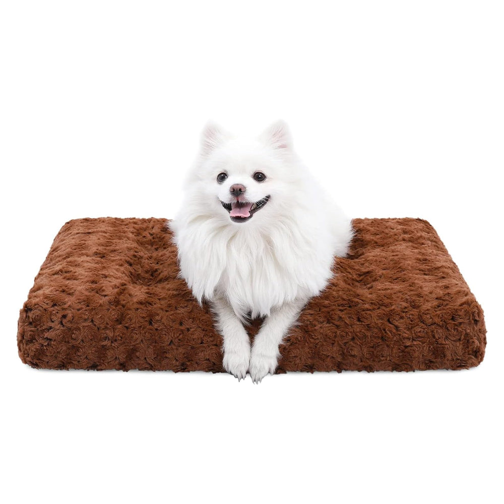 KSIIA Washable Dog Bed Deluxe plush in a cozy room promoting calm, comfortable naps.