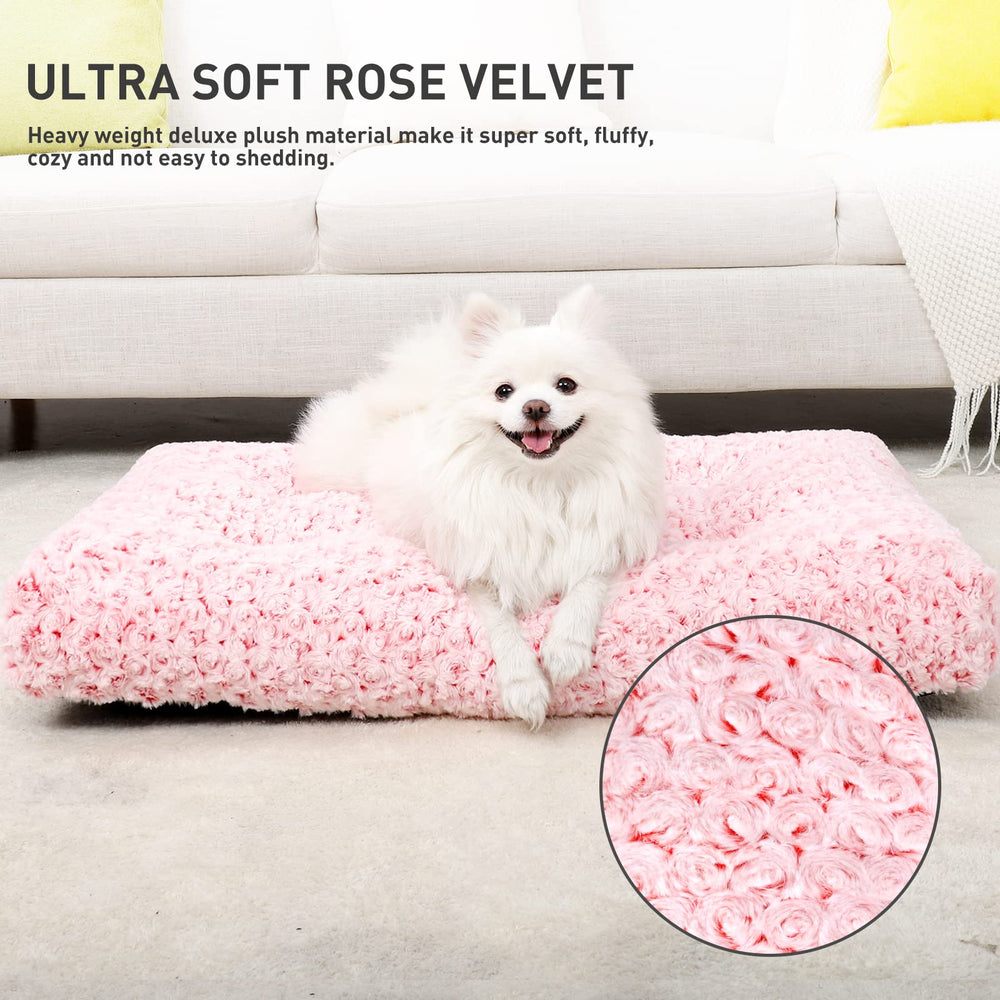 KSIIA Washable Dog Bed Deluxe rose plush close-up shows soft texture and warmth