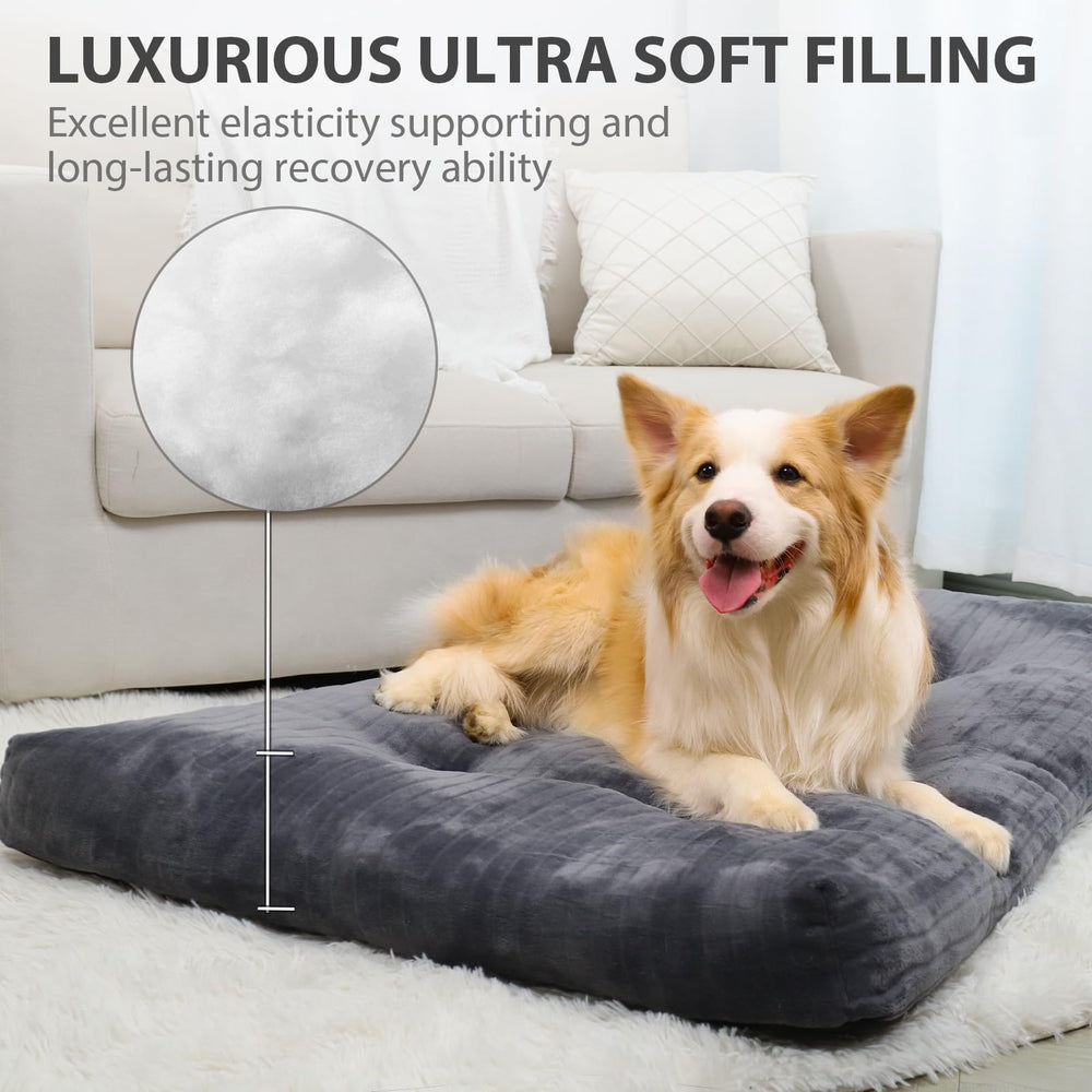 KSIIA dog crate bed 35x23 inch size supports dogs up to 60lbs for versatile setups.