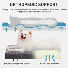 KSIIA orthopedic egg crate foam provides joint-supporting comfort for puppies and seniors.