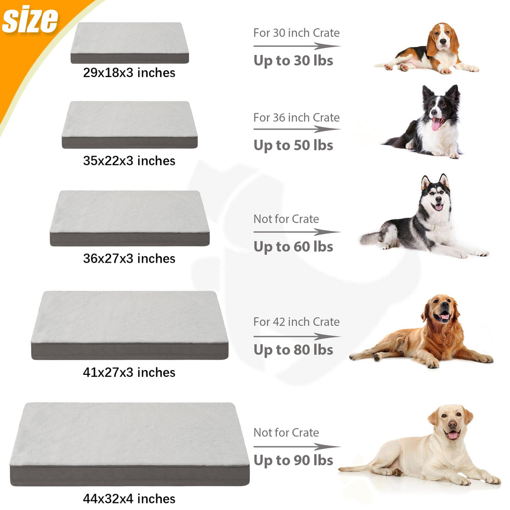 KSIIA 35x22 inch bed fits dogs up to 50 pounds for crate use.
