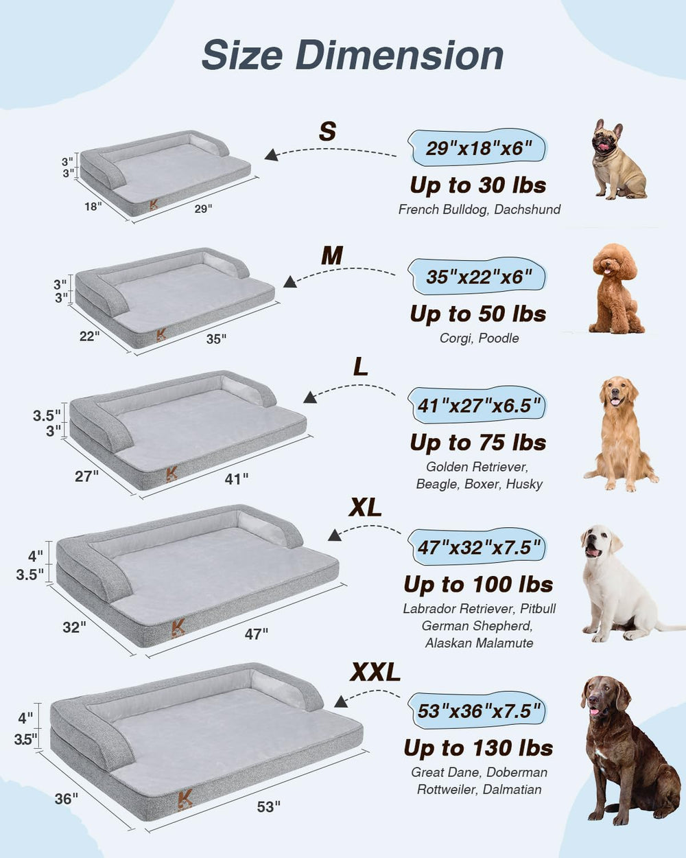 KSIIIA bed dimensions 41x27 grey confirms ample lounging space.