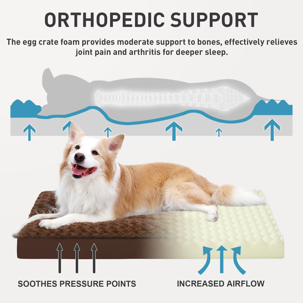 KSIIIA dog crate bed 35x22 inches—sized for dogs up to 65 pounds.