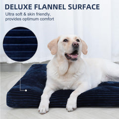 KSIIA dog crate bed blue closeup-flannel highlights skin-friendly fabric and warmth