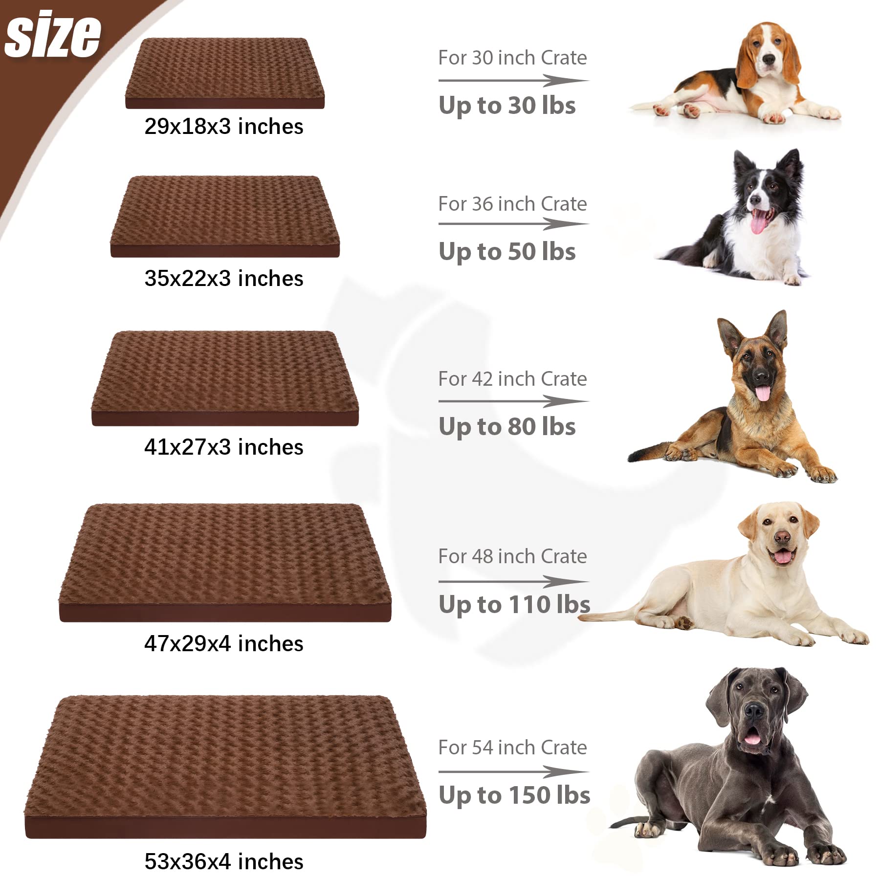 KSIIIA dog crate bed large-dogs—brown base design for crate compatibility.