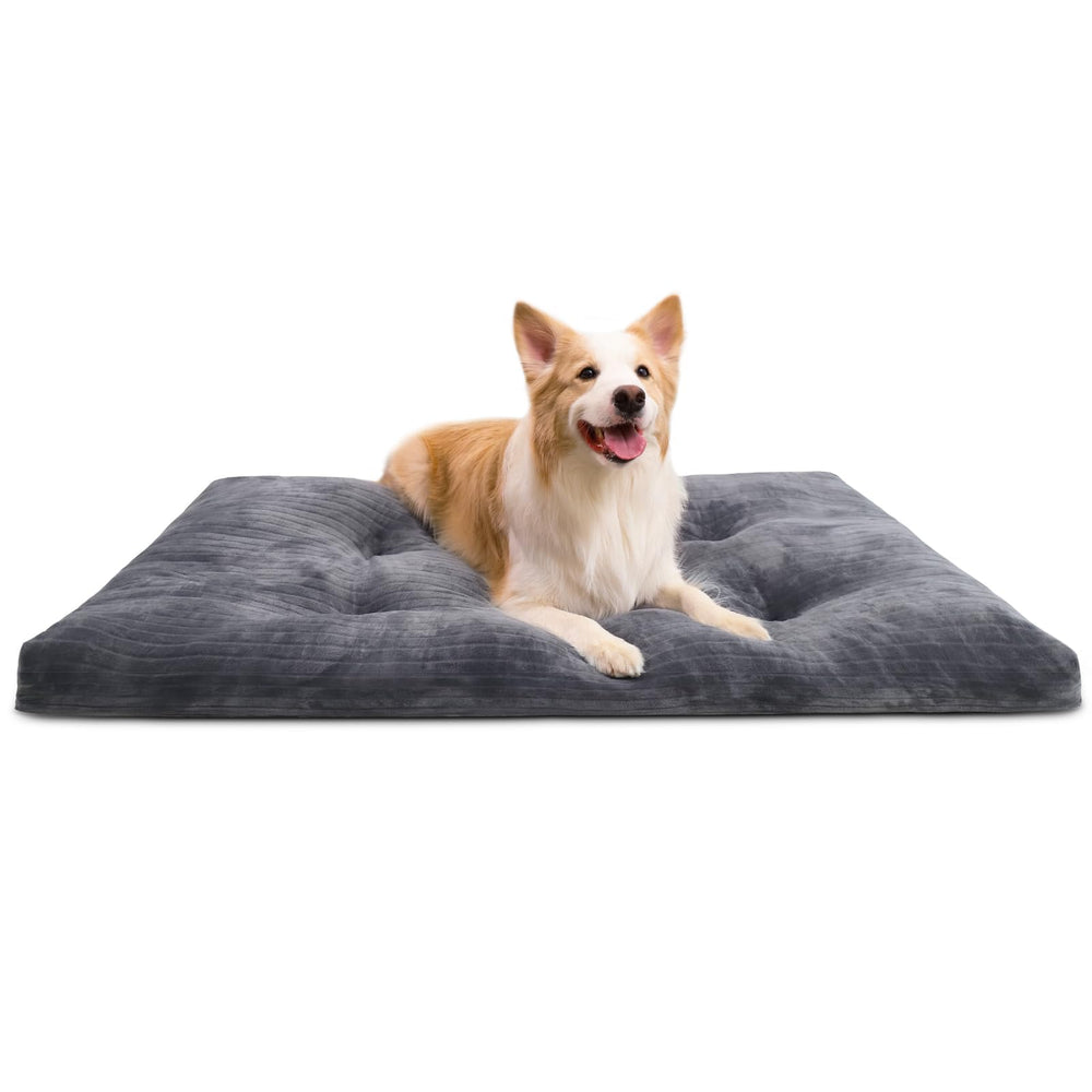 KSIIA dog crate bed with thick flannel top delivers plush warmth for large dogs.