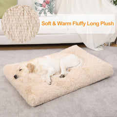 KSIIA dog crate bed close-up of fluffy flannel surface for skin-friendly comfort.