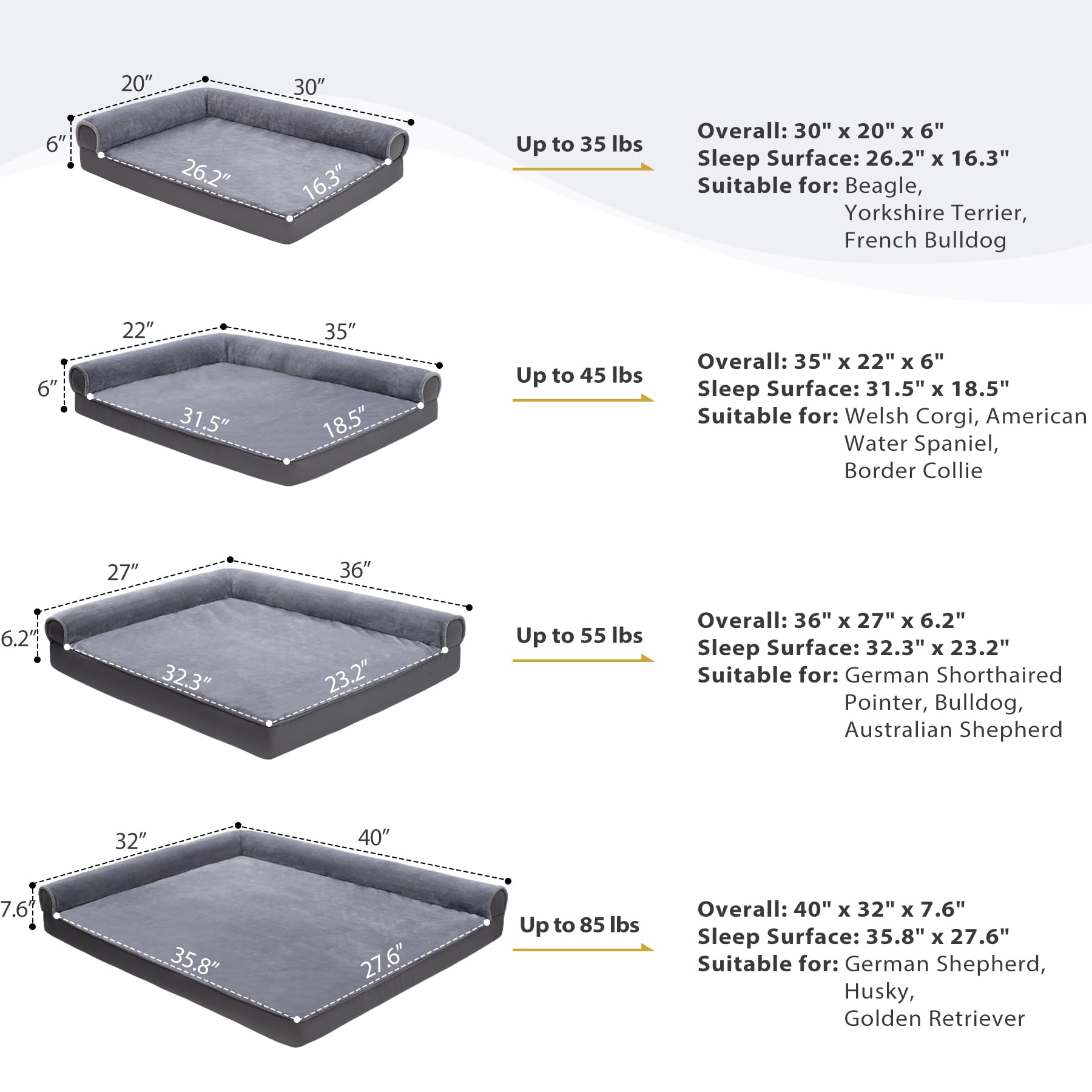 KSIIA gray fabric bed with removable cover for easy washing.
