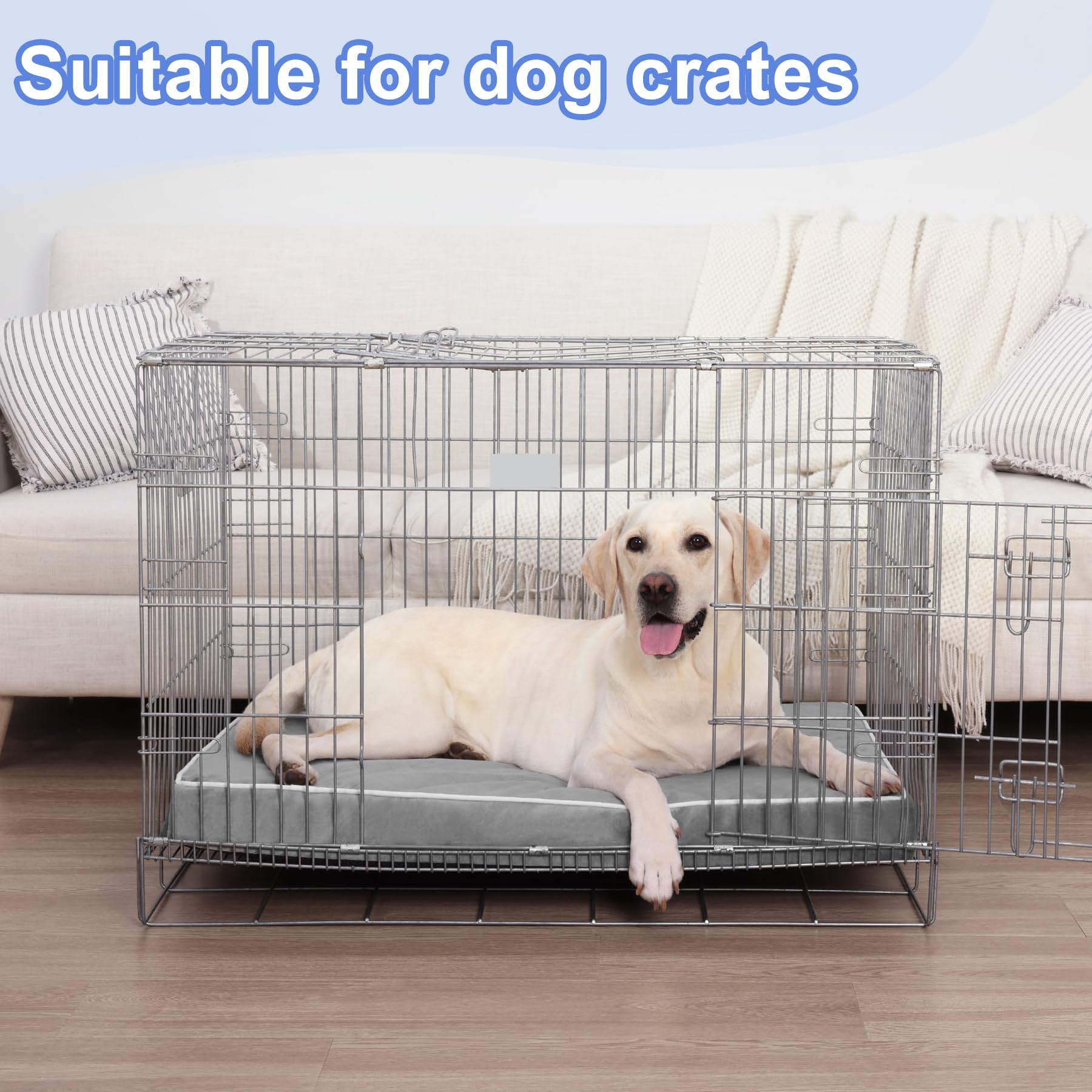 KSIIA light-gray-fabric-dog-bed provides soft durable fabric for daily use