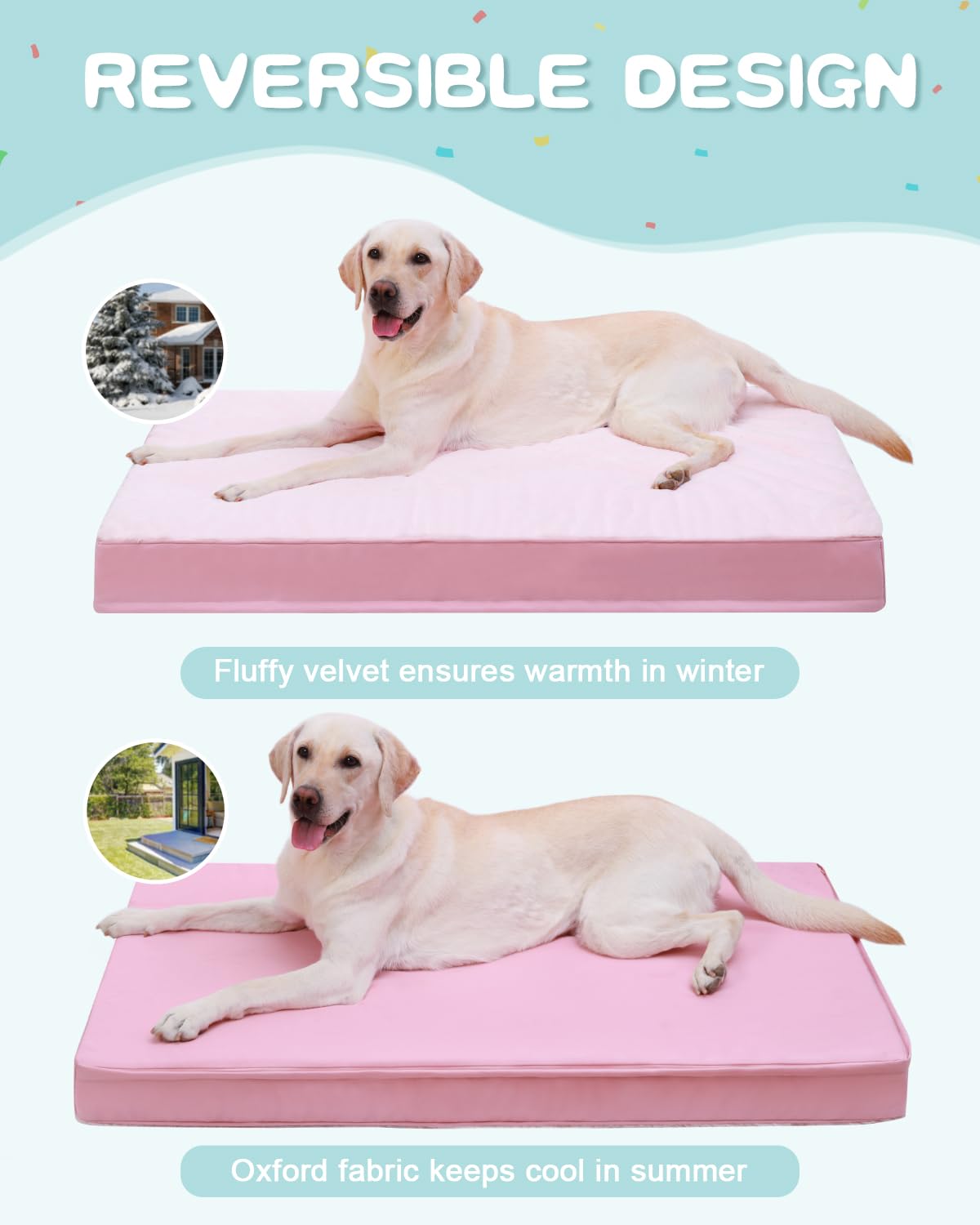 KSIIA orthopedic dog bed waterproof-layer close-up emphasizing liquid protection and foam safety.