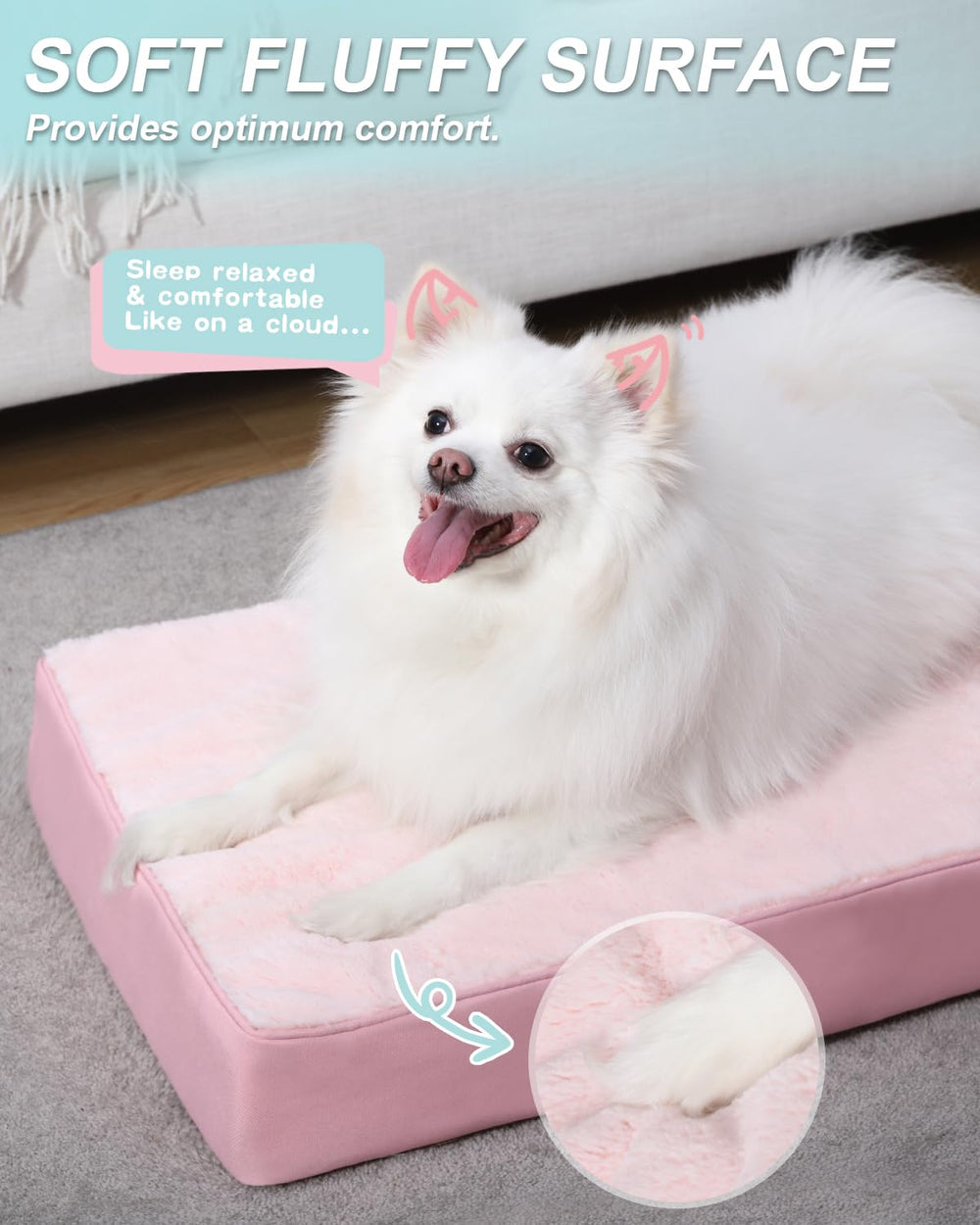 KSIIA dog bed removable cover with durable zipper for easy washing.