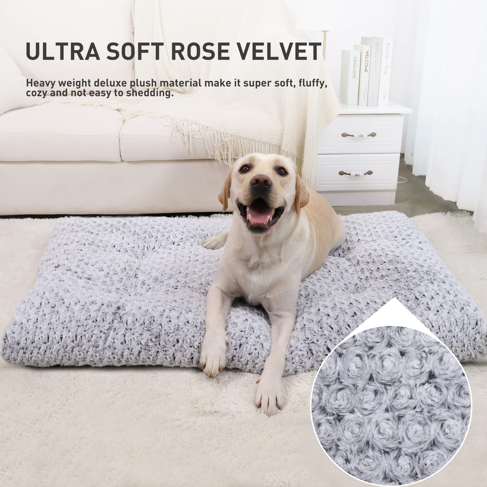 KSIIIA washable dog bed deluxe plush close-up shows ultra-soft rose velvet