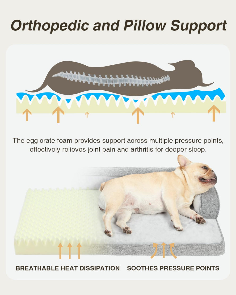 KSIIA Washable Dog Bed side view shows elevated edge for easier rise.