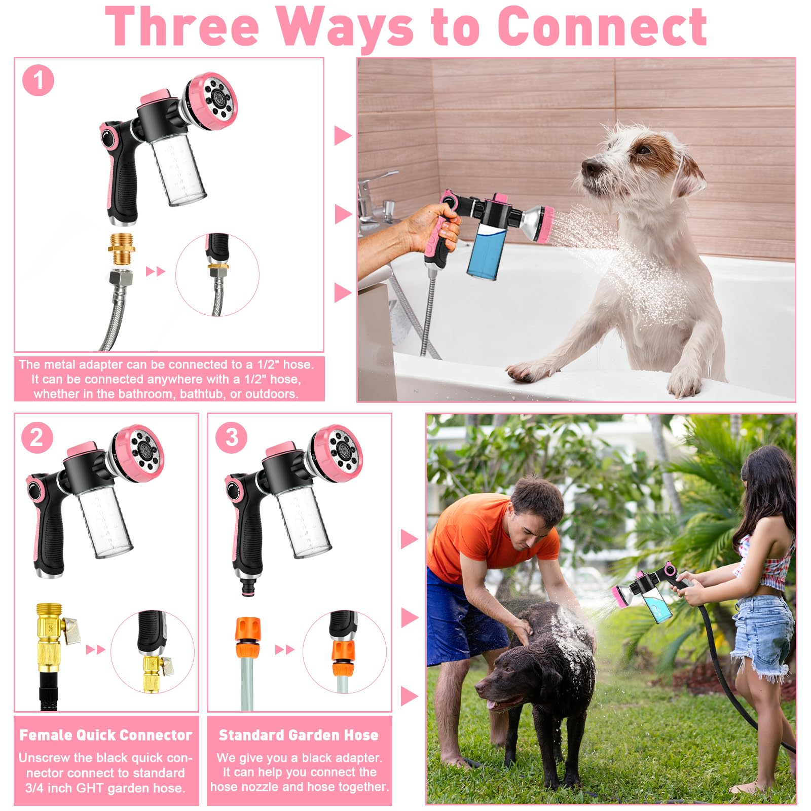 KSSZZCO dog shower attachment with pet grooming glove simplifies post-walk cleanups.