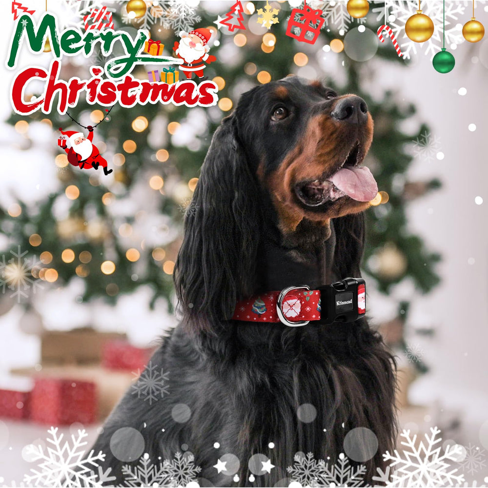 Ktinnead Christmas dog collar features quick-release buckle for easy on/off during adventures
