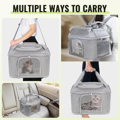 KTSOLRA built-in safety leashes securing a pet during travel in the carrier