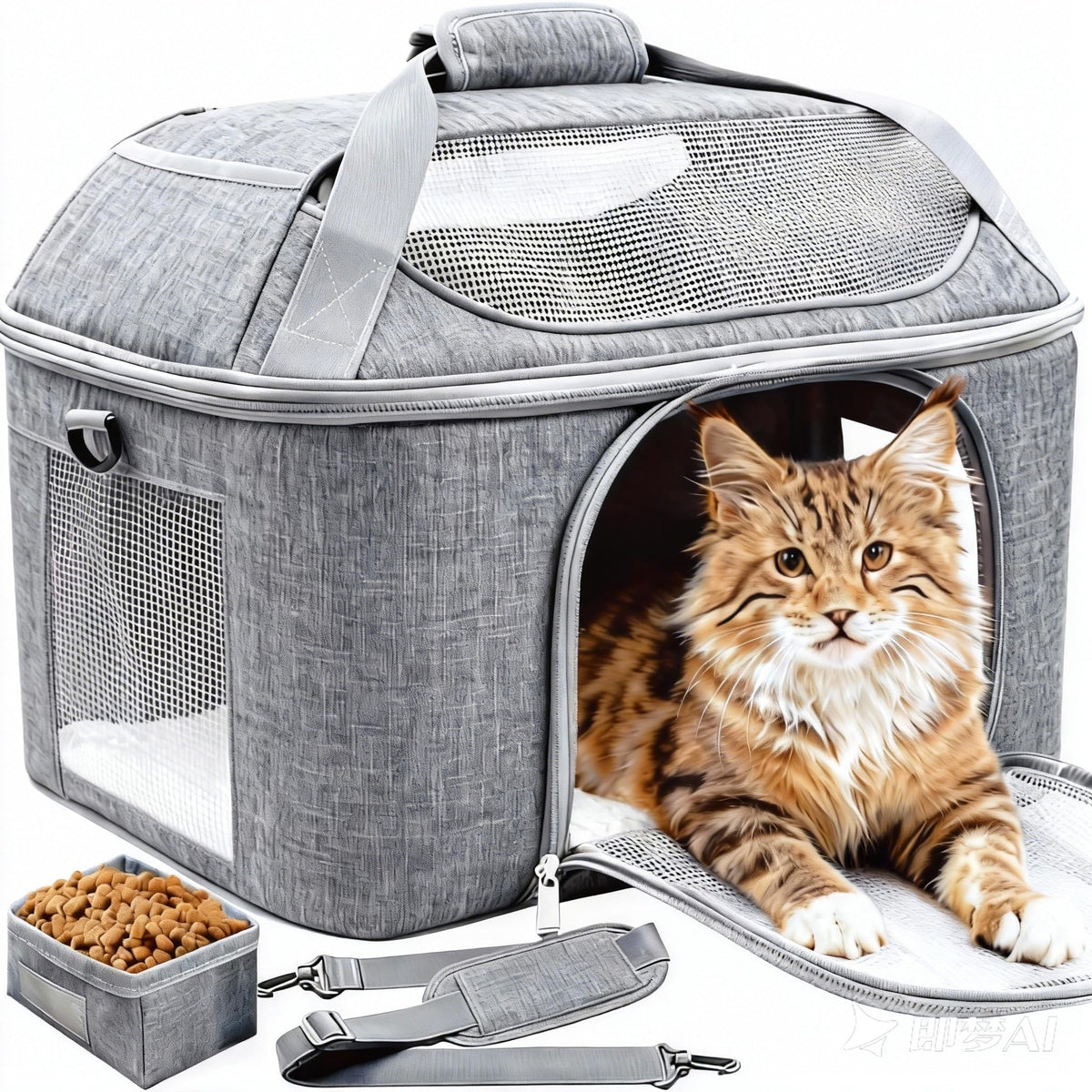 KTSOLRA underseat compact pet carrier shown in cabin-ready position with space-saving design