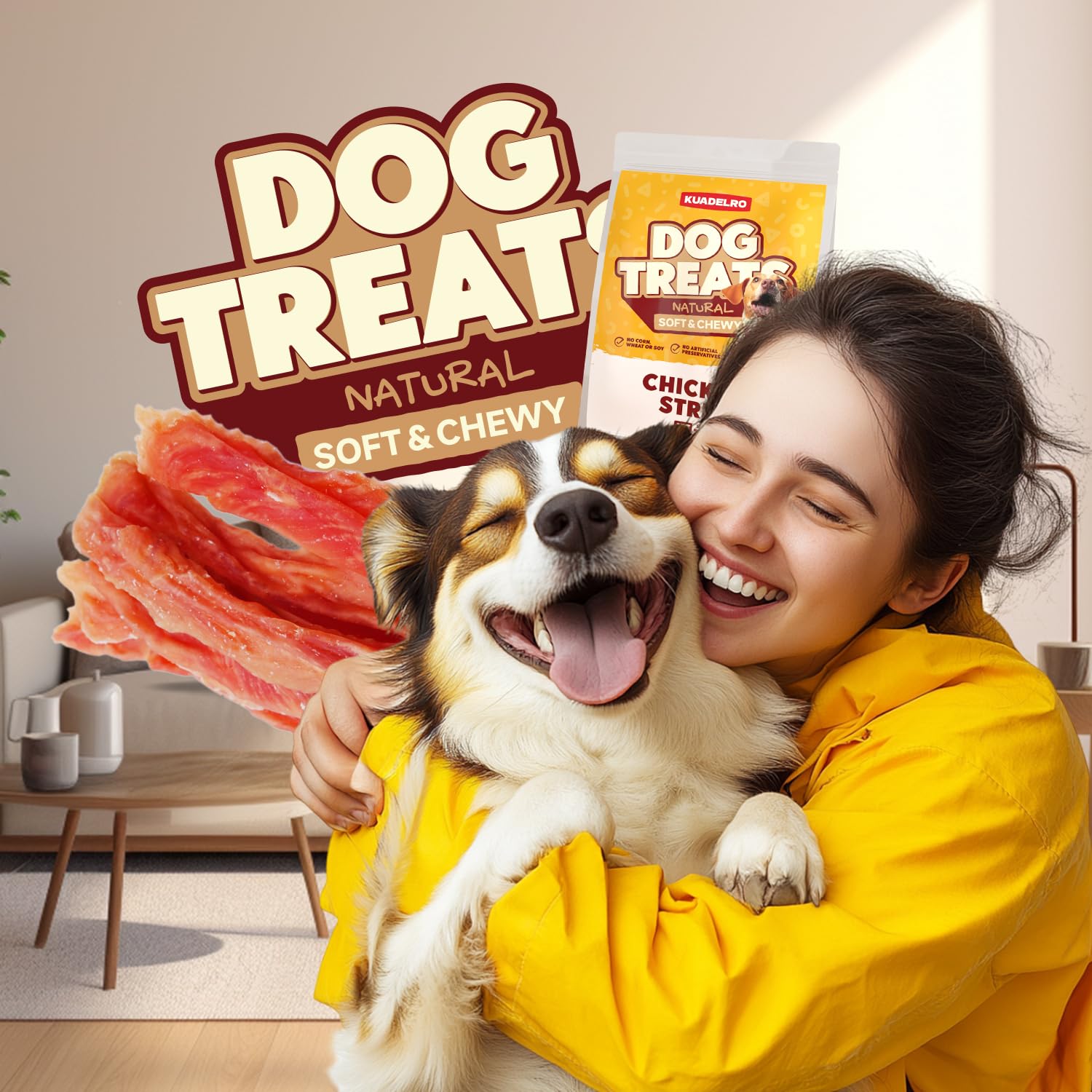 KUADELRO rawhide-free jerky highlights safer chew experience.
