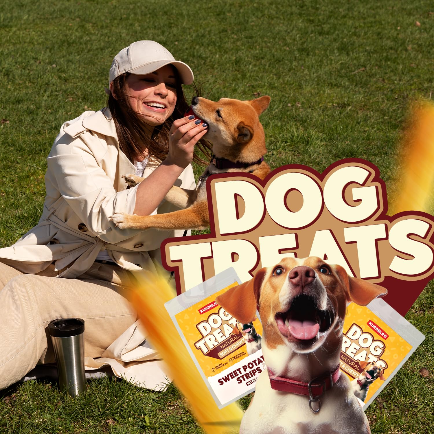 KUADELRO Sweet Potato Dog Treats digestive-support from fiber-rich formula.