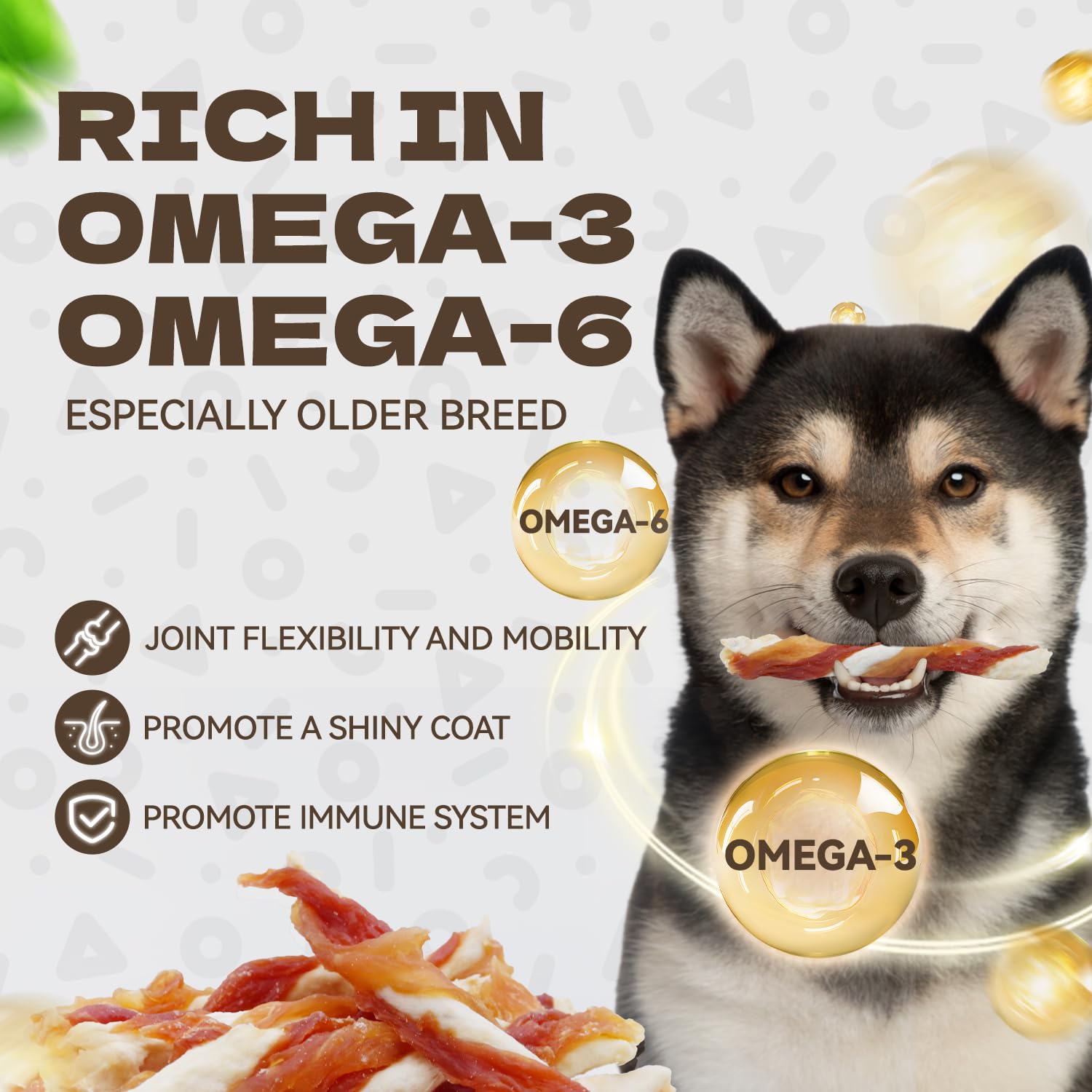 KUADELRO Triple Flavor dog jerky real cod with Omega-3 for skin and joints