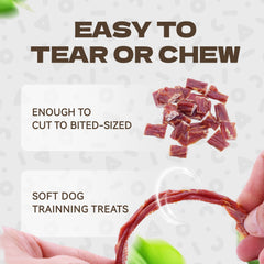 KUADELRO hypoallergenic duck treats macro shot highlights gentle, digestible protein for sensitive stomachs.