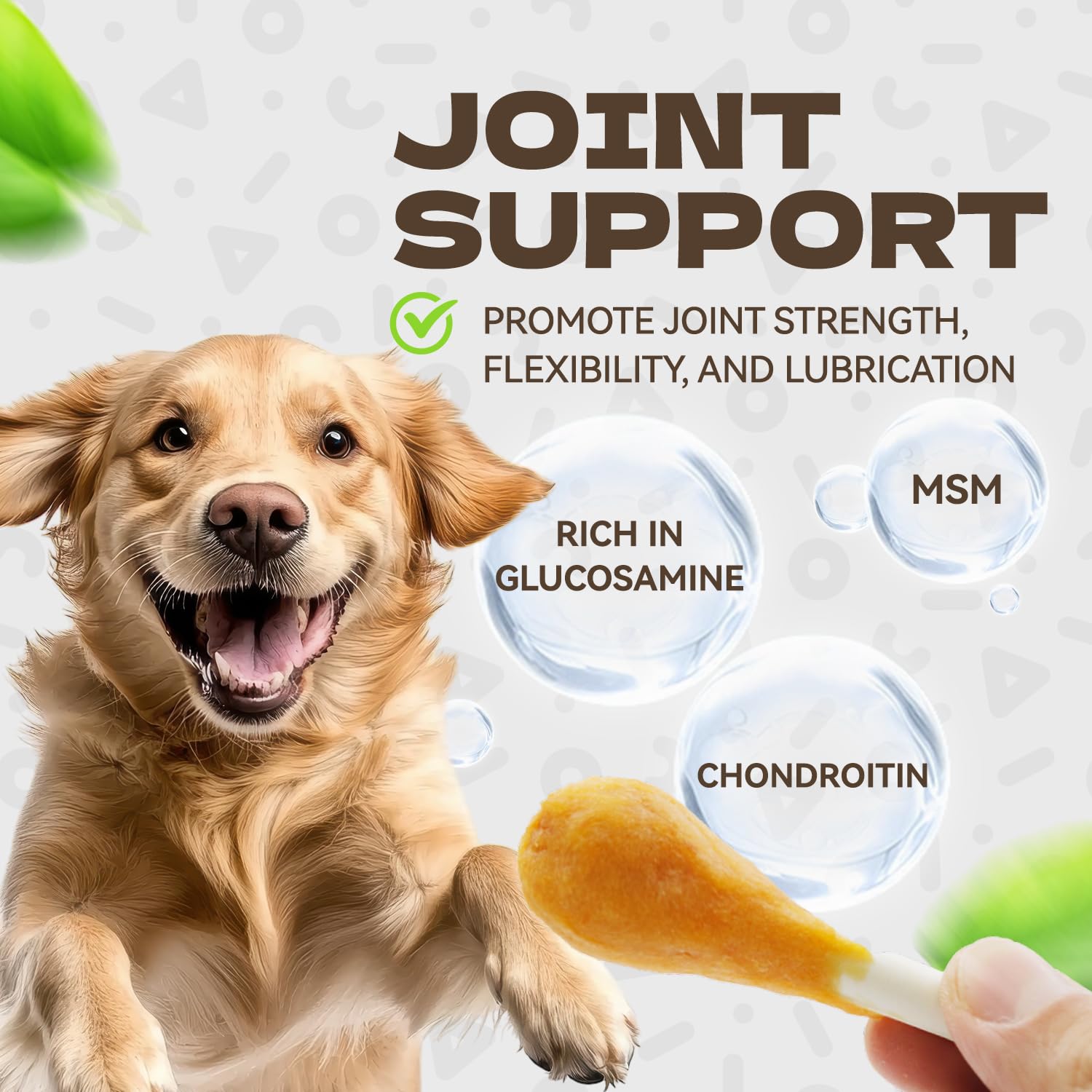 KUADELRO joint-support treats with glucosamine in a chew for mobility.