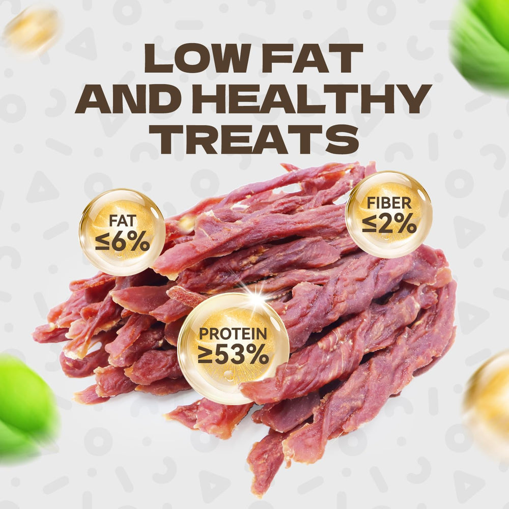 KUADELRO soft-duck-treats for dogs closeup shows pliable texture for training rewards.
