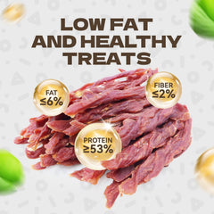 KUADELRO soft-duck-treats for dogs closeup shows pliable texture for training rewards.