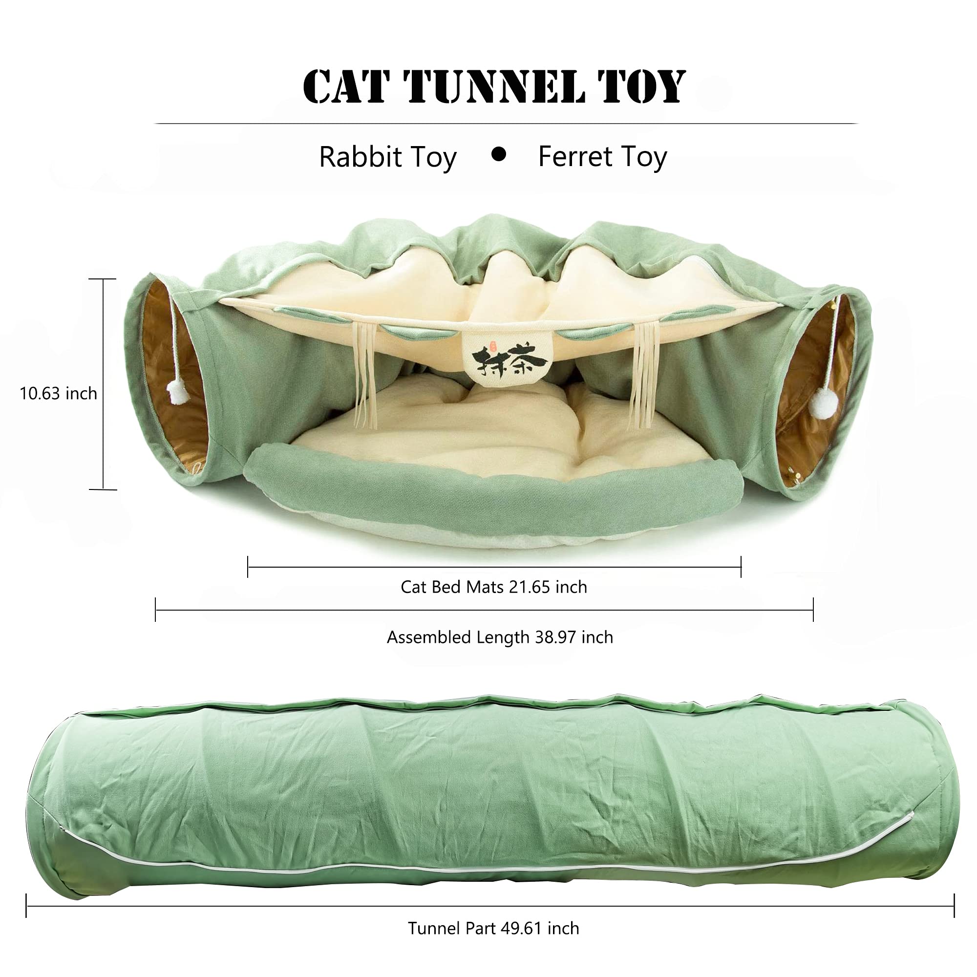 KUCDBUN cat-tunnel-bed-folded-compact captures space-saving storage when not in use.