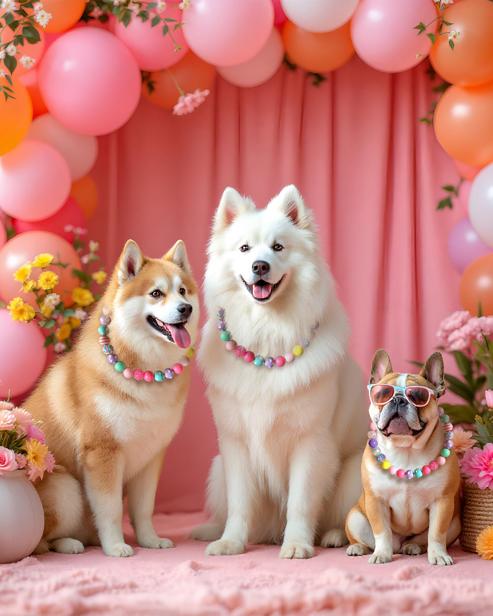 KUDES Bubblegum dog collar necklace features pearlescent gumball charms for playful flair.
